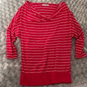 Michael Stars Pink and White Stripe Drape Nexk Top OS